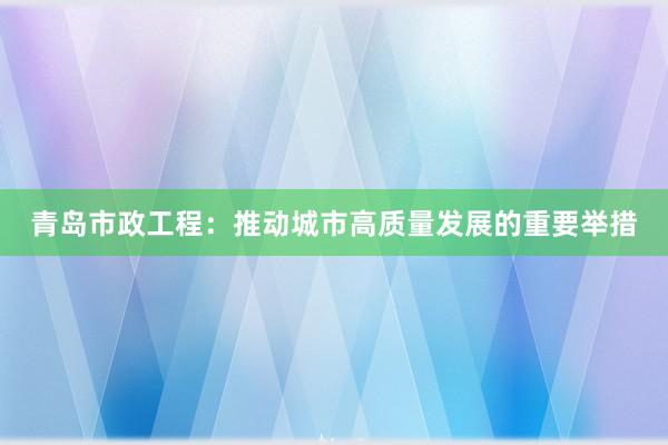 青岛市政工程：推动城市高质量发展的重要举措